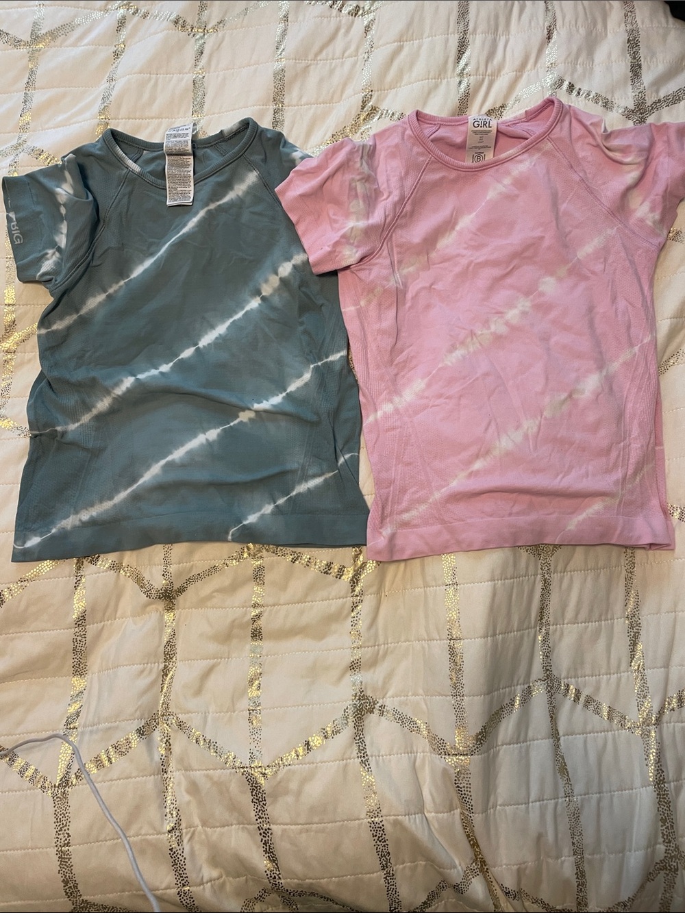 Athleta Girls' Short-Sleeve Tie-Dye Tees — Pink & Teal Set